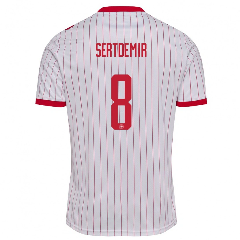 Danxen Kvinnor Danmark Zidan Sertdemir #8 Vit Röd Bortatröja Matchtröjor 26-28 Tröjor T-Tröja