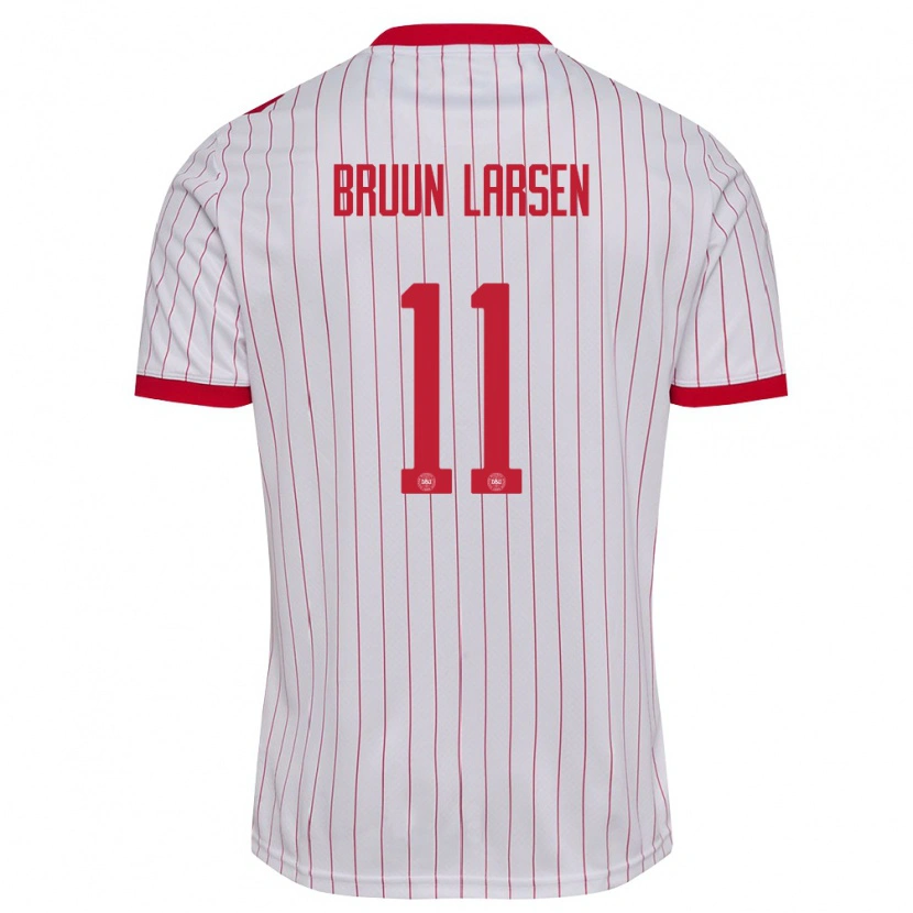 Danxen Kvinnor Danmark Jacob Bruun Larsen #11 Vit Röd Bortatröja Matchtröjor 26-28 Tröjor T-Tröja