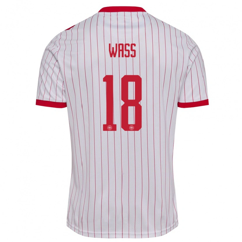 Danxen Kvinnor Danmark Daniel Wass #18 Vit Röd Bortatröja Matchtröjor 26-28 Tröjor T-Tröja