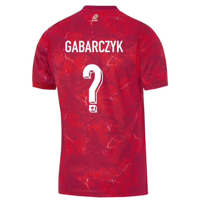 Danxen Kvinnor Polen Wojciech Gąbarczyk #0 Röd Vit Bortatröja Matchtröjor 26-28 Tröjor T-Tröja