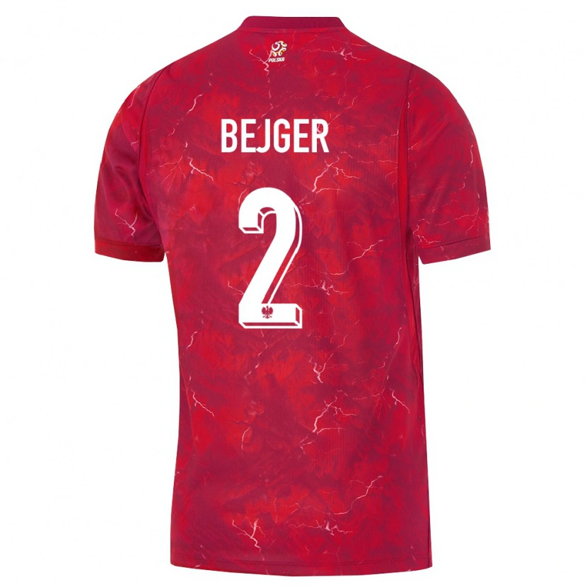 Danxen Kvinnor Polen Lukasz Bejger #2 Röd Vit Bortatröja Matchtröjor 26-28 Tröjor T-Tröja
