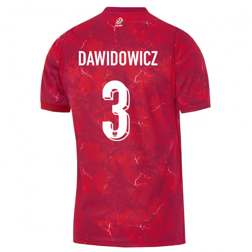 Danxen Kvinnor Polen Pawel Dawidowicz #3 Röd Vit Bortatröja Matchtröjor 26-28 Tröjor T-Tröja