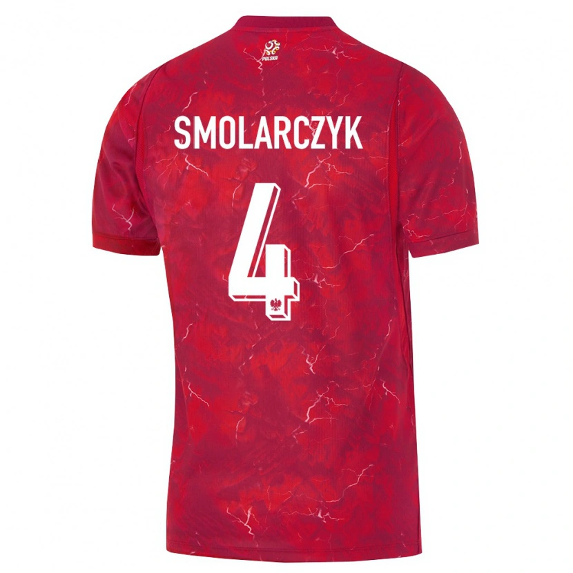 Danxen Kvinnor Polen Bartlomiej Smolarczyk #4 Röd Vit Bortatröja Matchtröjor 26-28 Tröjor T-Tröja