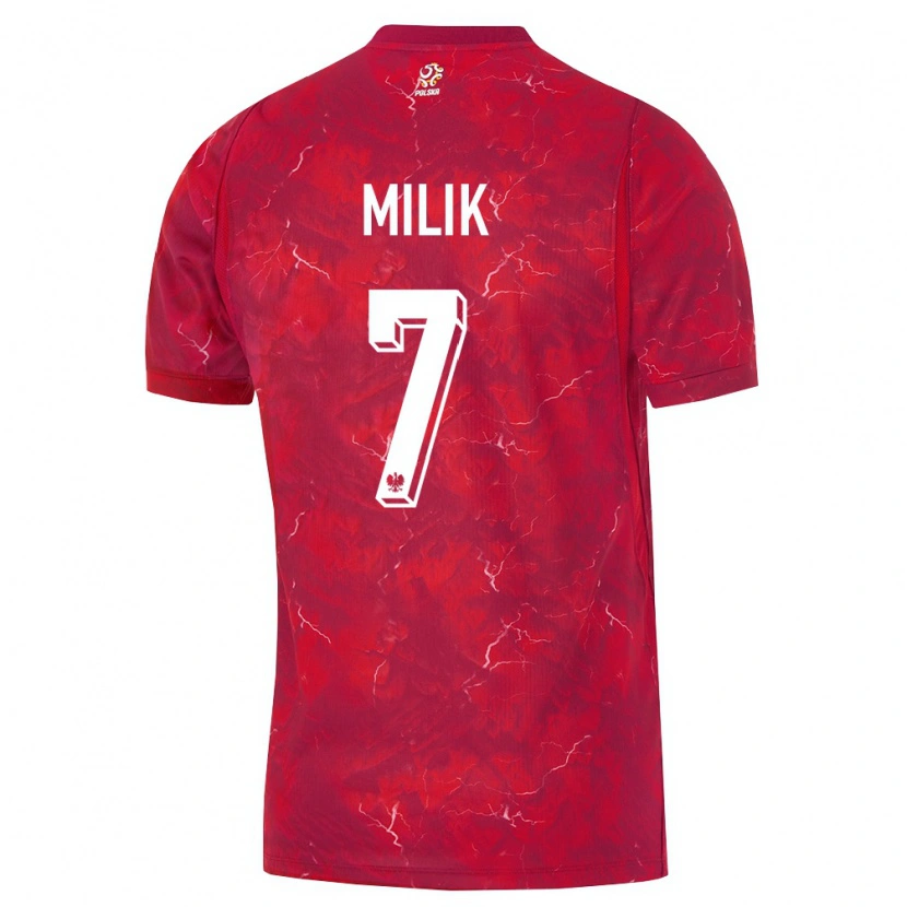 Danxen Kvinnor Polen Arkadiusz Milik #7 Röd Vit Bortatröja Matchtröjor 26-28 Tröjor T-Tröja