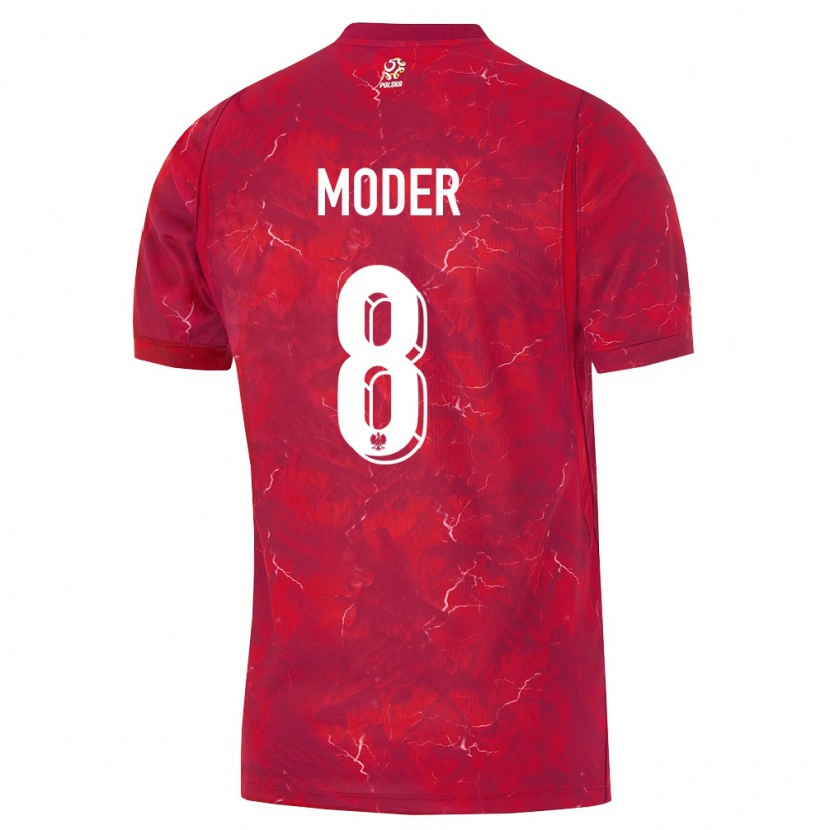 Danxen Kvinnor Polen Jakub Moder #8 Röd Vit Bortatröja Matchtröjor 26-28 Tröjor T-Tröja
