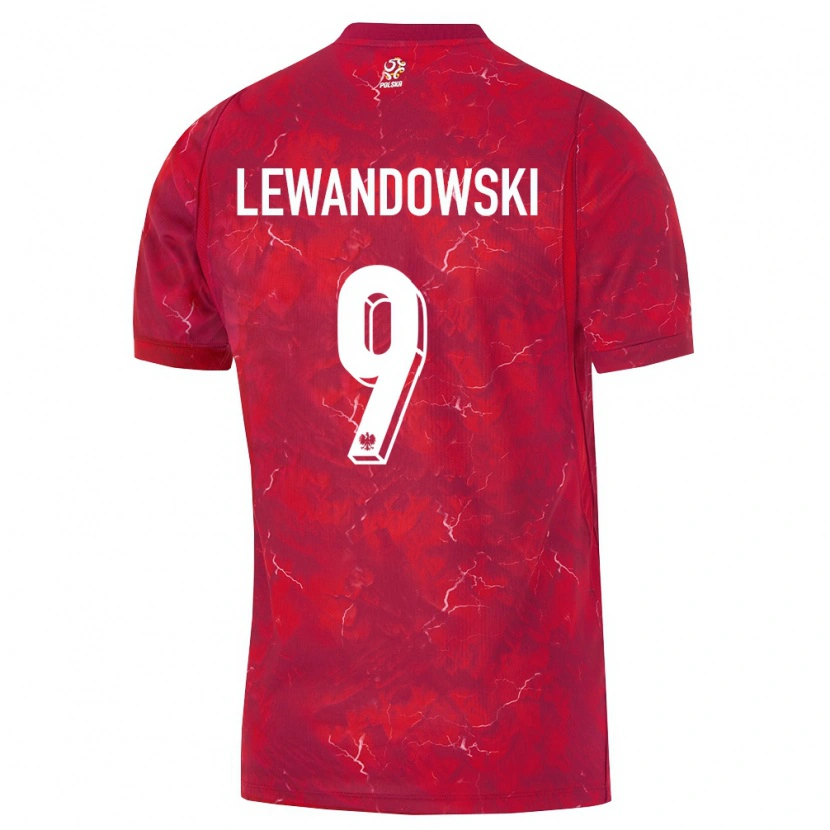 Danxen Kvinnor Polen Robert Lewandowski #9 Röd Vit Bortatröja Matchtröjor 26-28 Tröjor T-Tröja
