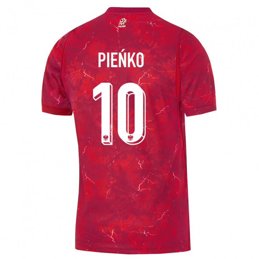 Danxen Kvinnor Polen Tomasz Pieńko #10 Röd Vit Bortatröja Matchtröjor 26-28 Tröjor T-Tröja