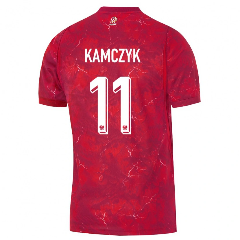 Danxen Kvinnor Polen Ewelina Kamczyk #11 Röd Vit Bortatröja Matchtröjor 26-28 Tröjor T-Tröja