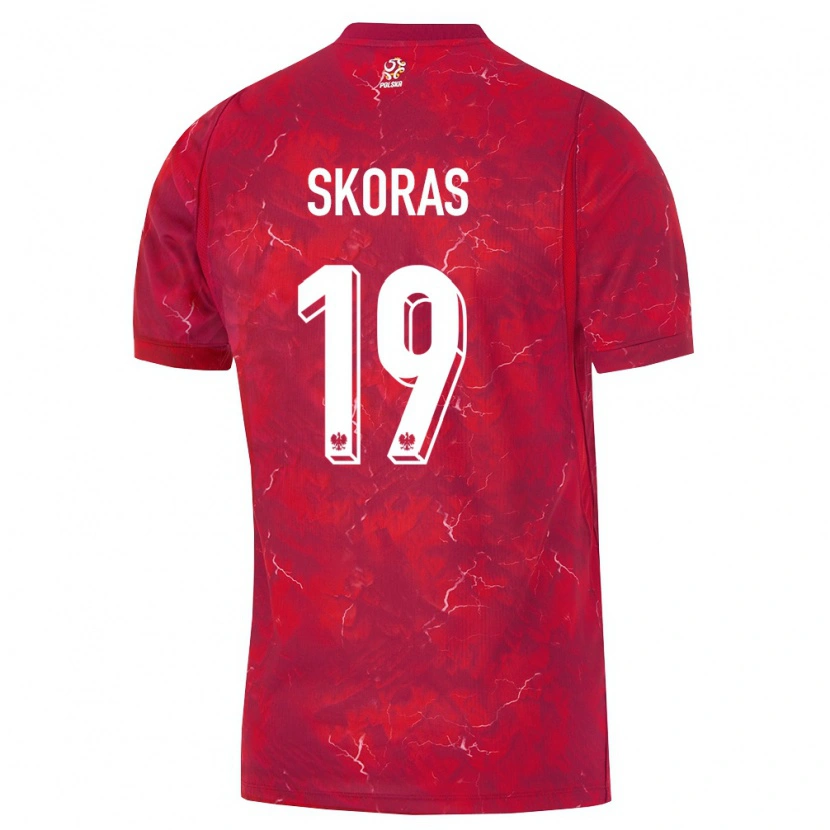 Danxen Kvinnor Polen Michal Skoras #19 Röd Vit Bortatröja Matchtröjor 26-28 Tröjor T-Tröja