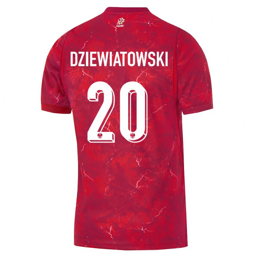 Danxen Kvinnor Polen Mateusz Dziewiatowski #20 Röd Vit Bortatröja Matchtröjor 26-28 Tröjor T-Tröja