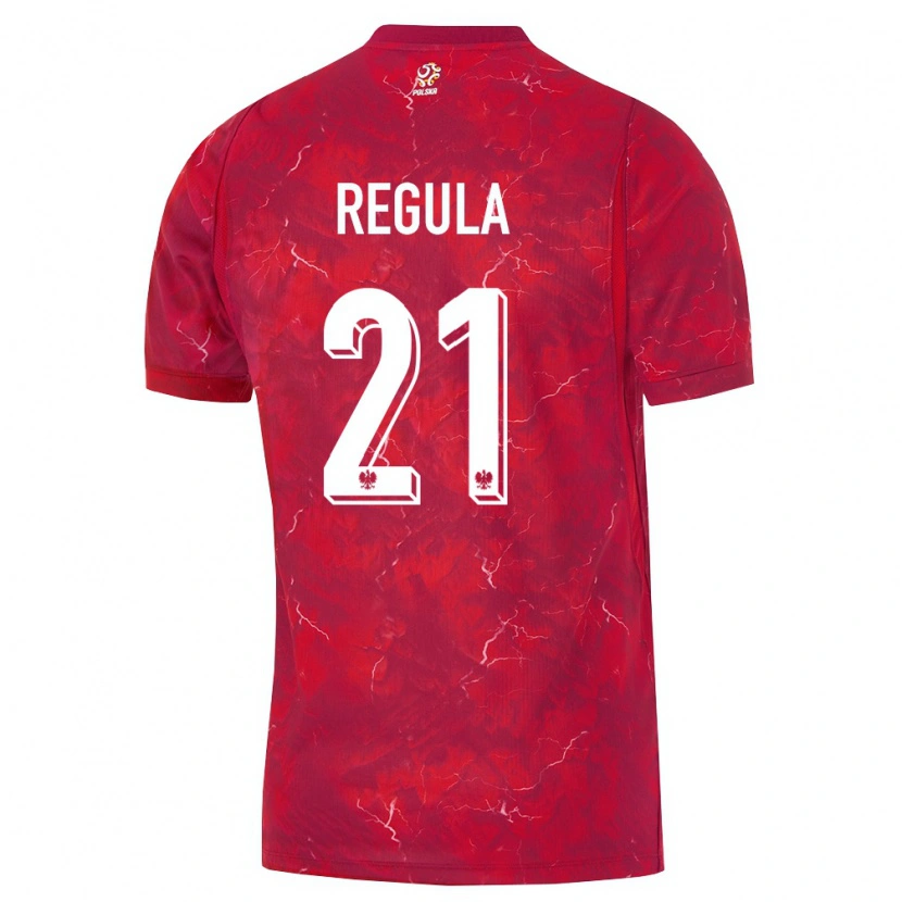 Danxen Kvinnor Polen Marcel Reguła #21 Röd Vit Bortatröja Matchtröjor 26-28 Tröjor T-Tröja