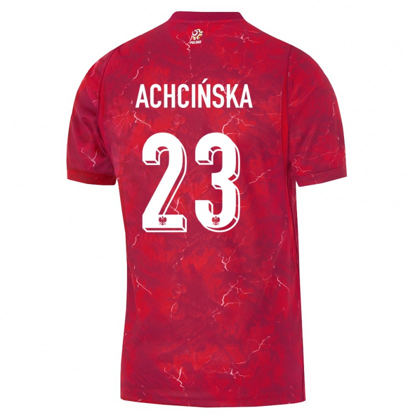 Danxen Kvinnor Polen Adriana Achcinska #23 Röd Vit Bortatröja Matchtröjor 26-28 Tröjor T-Tröja