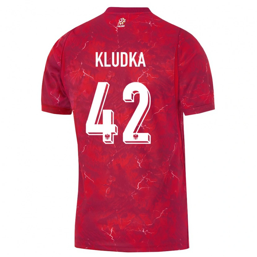 Danxen Kvinnor Polen Bartlomiej Kludka #42 Röd Vit Bortatröja Matchtröjor 26-28 Tröjor T-Tröja