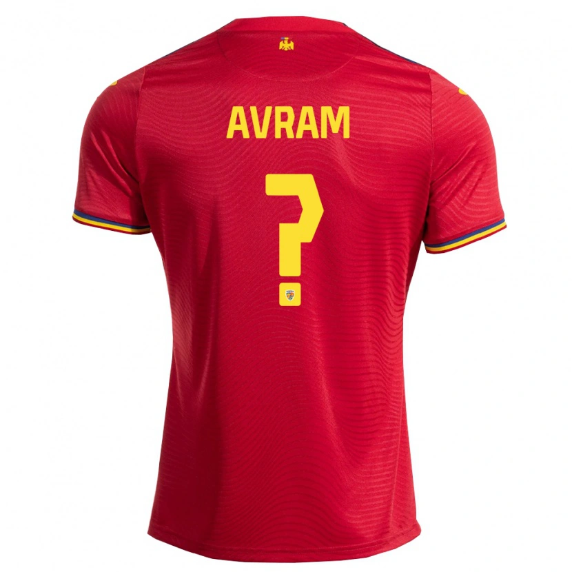 Danxen Kvinnor Rumänien Albert Avram #0 Röd Marin Gul Bortatröja Matchtröjor 26-28 Tröjor T-Tröja