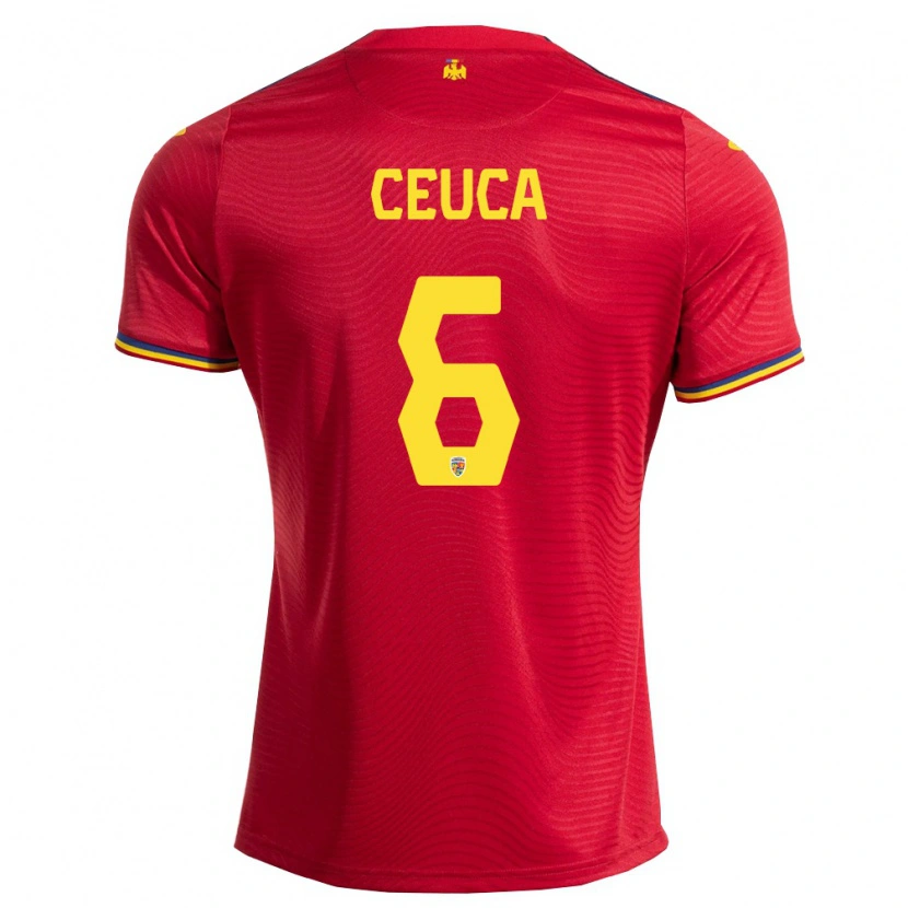 Danxen Kvinnor Rumänien Matei Ceuca #6 Röd Marin Gul Bortatröja Matchtröjor 26-28 Tröjor T-Tröja