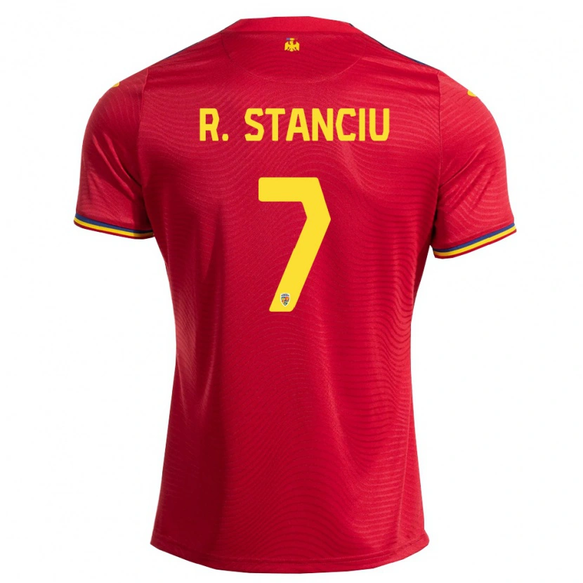 Danxen Kvinnor Rumänien Raul Stanciu #7 Röd Marin Gul Bortatröja Matchtröjor 26-28 Tröjor T-Tröja