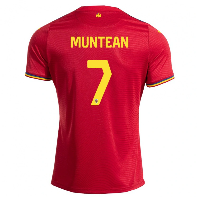 Danxen Kvinnor Rumänien Denys Muntean #7 Röd Marin Gul Bortatröja Matchtröjor 26-28 Tröjor T-Tröja