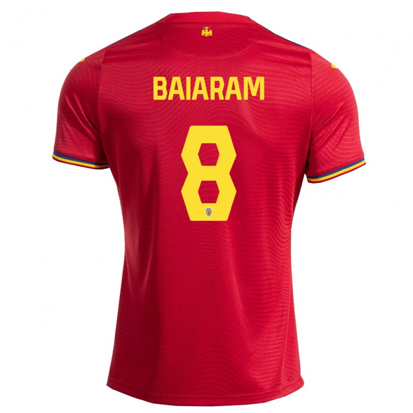 Danxen Kvinnor Rumänien Ștefan Baiaram #8 Röd Marin Gul Bortatröja Matchtröjor 26-28 Tröjor T-Tröja