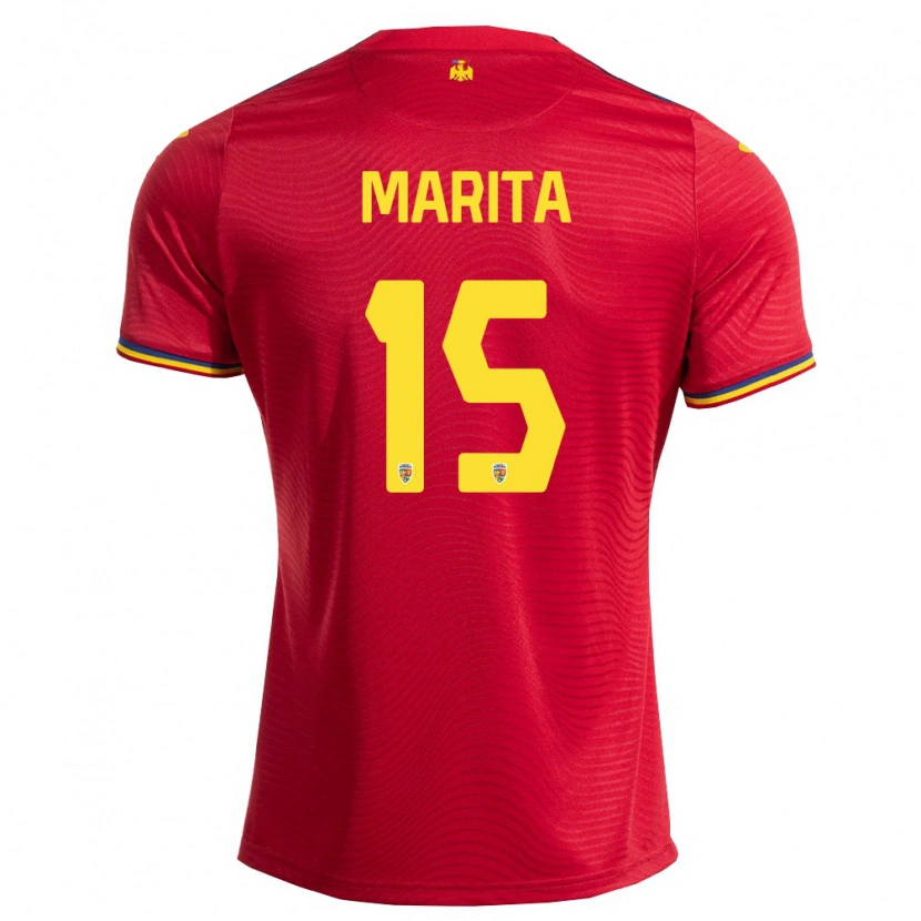 Danxen Kvinnor Rumänien Raul Marița #15 Röd Marin Gul Bortatröja Matchtröjor 26-28 Tröjor T-Tröja
