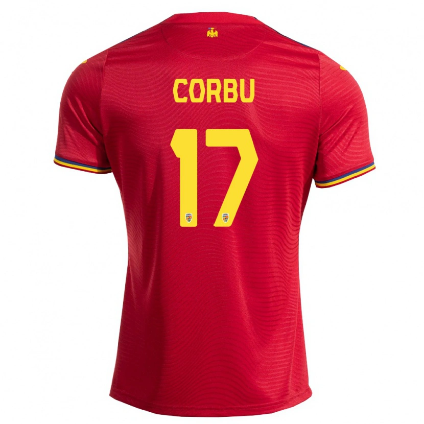 Danxen Kvinnor Rumänien Marius Corbu #17 Röd Marin Gul Bortatröja Matchtröjor 26-28 Tröjor T-Tröja