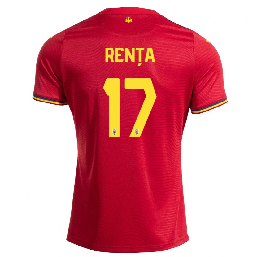 Danxen Kvinnor Rumänien Denis Rența #17 Röd Marin Gul Bortatröja Matchtröjor 26-28 Tröjor T-Tröja