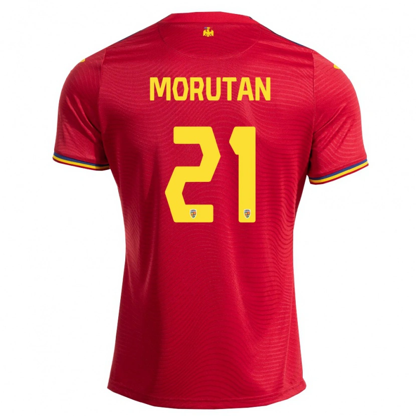 Danxen Kvinnor Rumänien Olimpiu Moruţan #21 Röd Marin Gul Bortatröja Matchtröjor 26-28 Tröjor T-Tröja