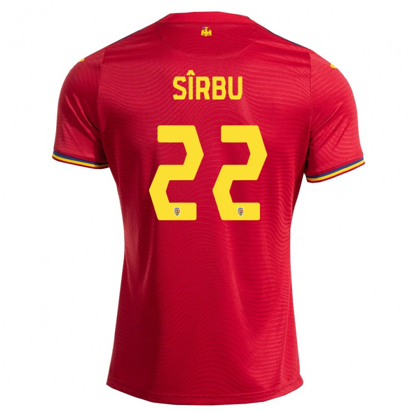 Danxen Kvinnor Rumänien Dan Sîrbu #22 Röd Marin Gul Bortatröja Matchtröjor 26-28 Tröjor T-Tröja