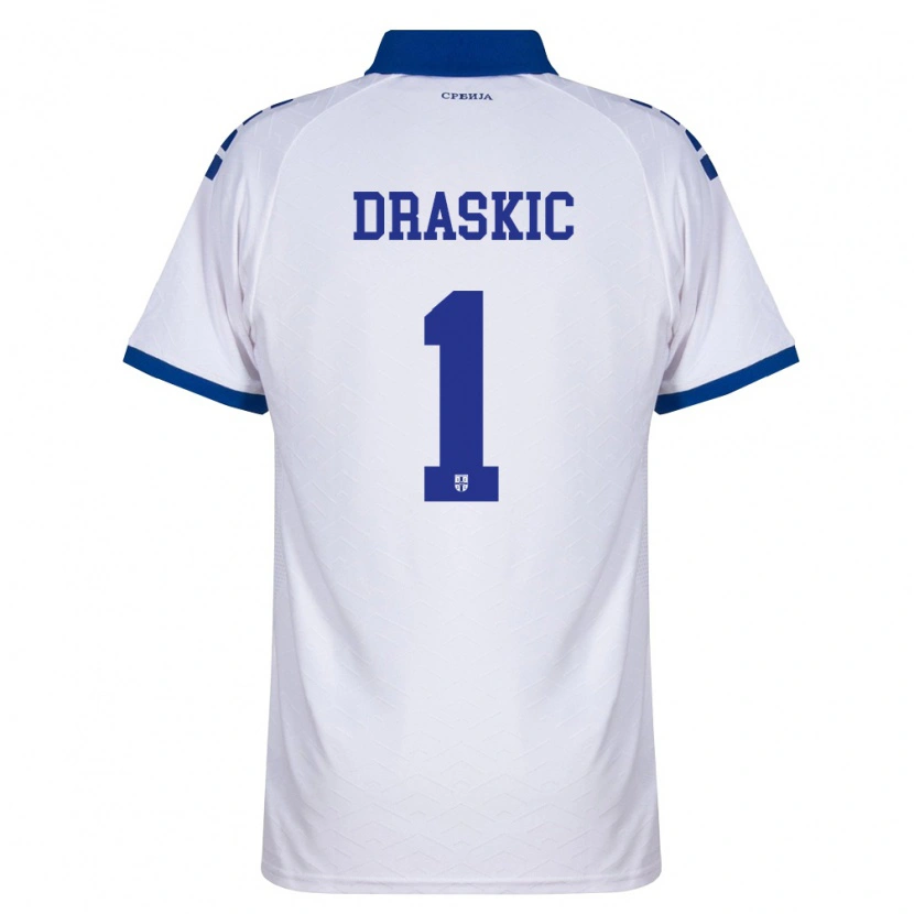 Danxen Kvinnor Serbien Vuk Draskic #1 Marin Vit Röd Bortatröja Matchtröjor 26-28 Tröjor T-Tröja