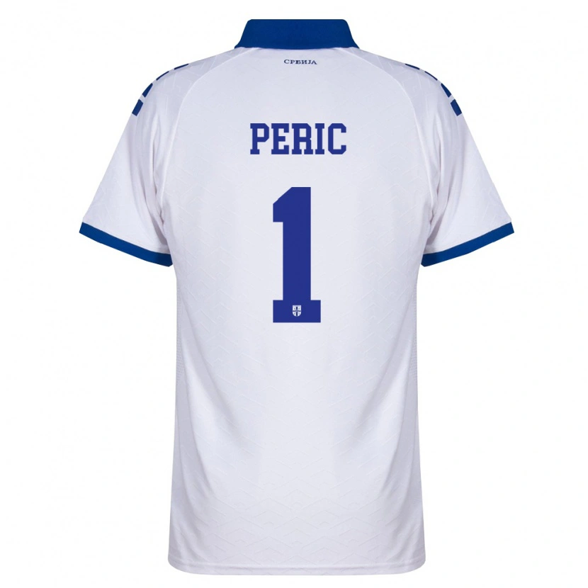 Danxen Kvinnor Serbien Strahinja Peric #1 Marin Vit Röd Bortatröja Matchtröjor 26-28 Tröjor T-Tröja