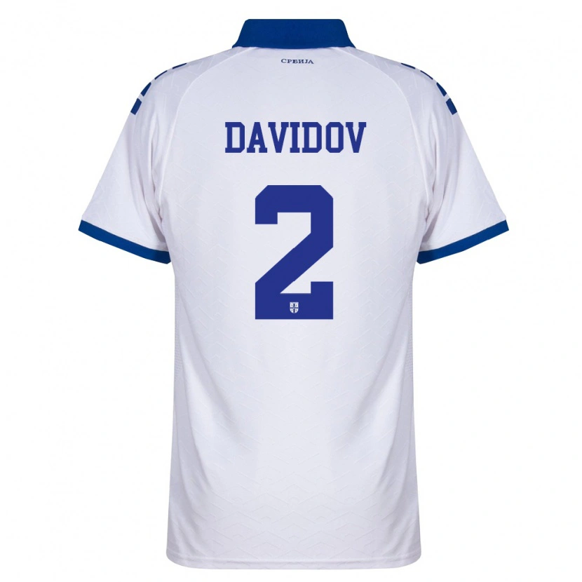 Danxen Kvinnor Serbien Vukasin Davidov #2 Marin Vit Röd Bortatröja Matchtröjor 26-28 Tröjor T-Tröja