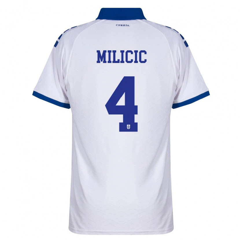 Danxen Kvinnor Serbien Nikola Milicic #4 Marin Vit Röd Bortatröja Matchtröjor 26-28 Tröjor T-Tröja