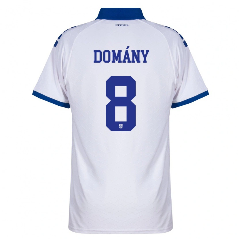 Danxen Kvinnor Serbien Bence Domány #8 Marin Vit Röd Bortatröja Matchtröjor 26-28 Tröjor T-Tröja