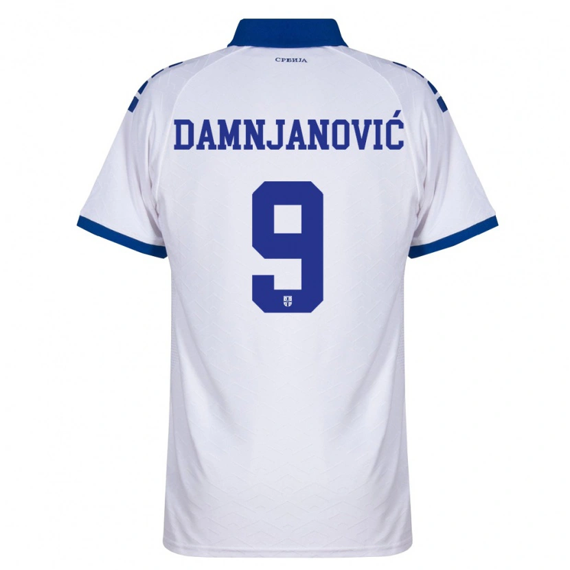 Danxen Kvinnor Serbien Jovana Damnjanovic #9 Marin Vit Röd Bortatröja Matchtröjor 26-28 Tröjor T-Tröja
