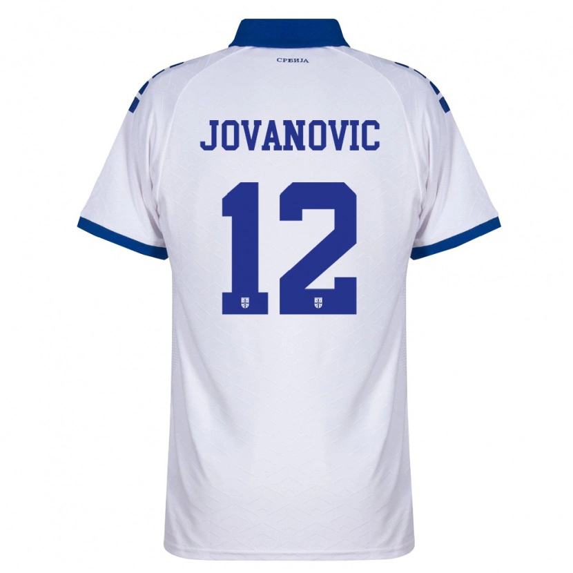 Danxen Kvinnor Serbien Aleksandar Jovanovic #12 Marin Vit Röd Bortatröja Matchtröjor 26-28 Tröjor T-Tröja
