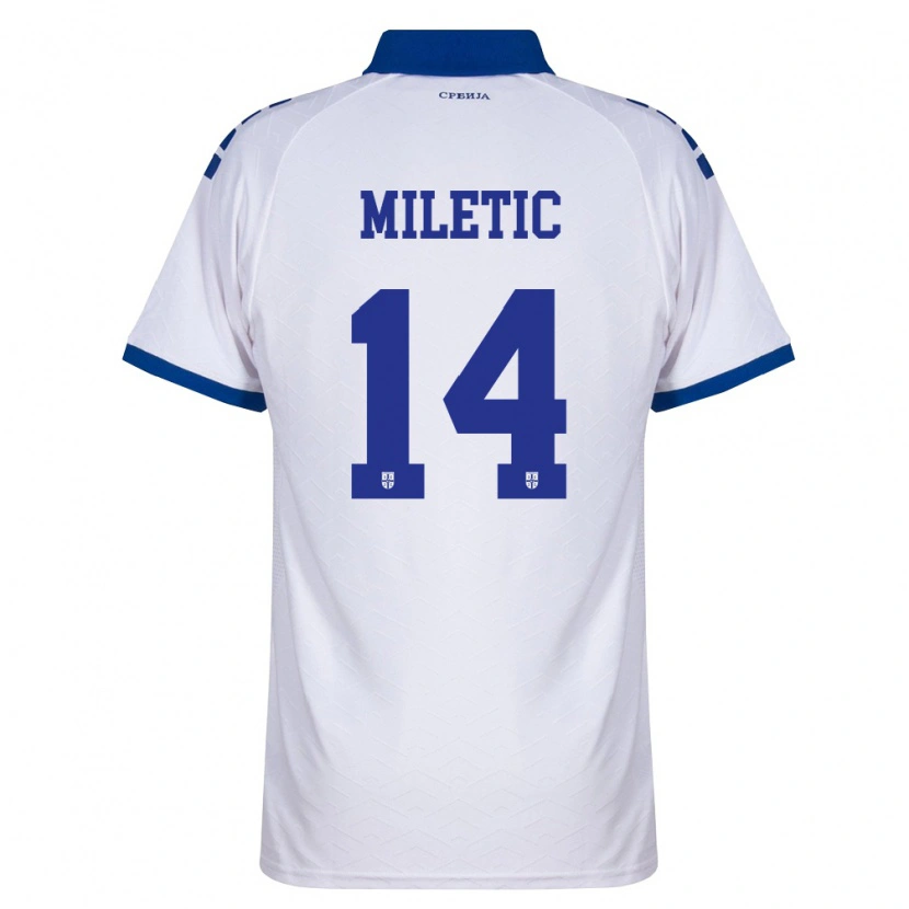 Danxen Kvinnor Serbien Vladimir Miletic #14 Marin Vit Röd Bortatröja Matchtröjor 26-28 Tröjor T-Tröja