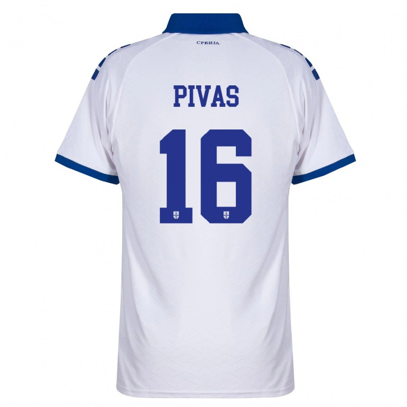 Danxen Kvinnor Serbien Miodrag Pivas #16 Marin Vit Röd Bortatröja Matchtröjor 26-28 Tröjor T-Tröja
