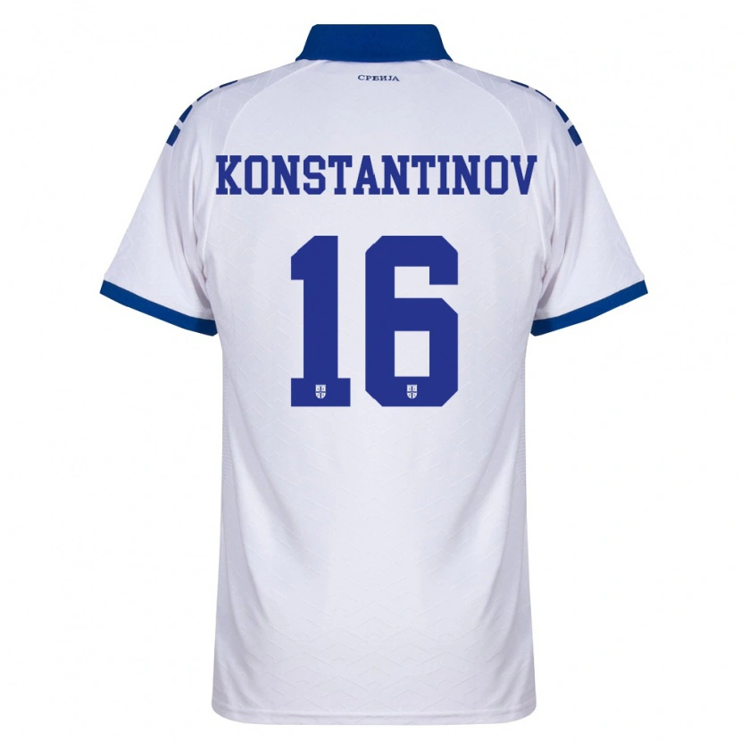 Danxen Kvinnor Serbien Lazar Konstantinov #16 Marin Vit Röd Bortatröja Matchtröjor 26-28 Tröjor T-Tröja