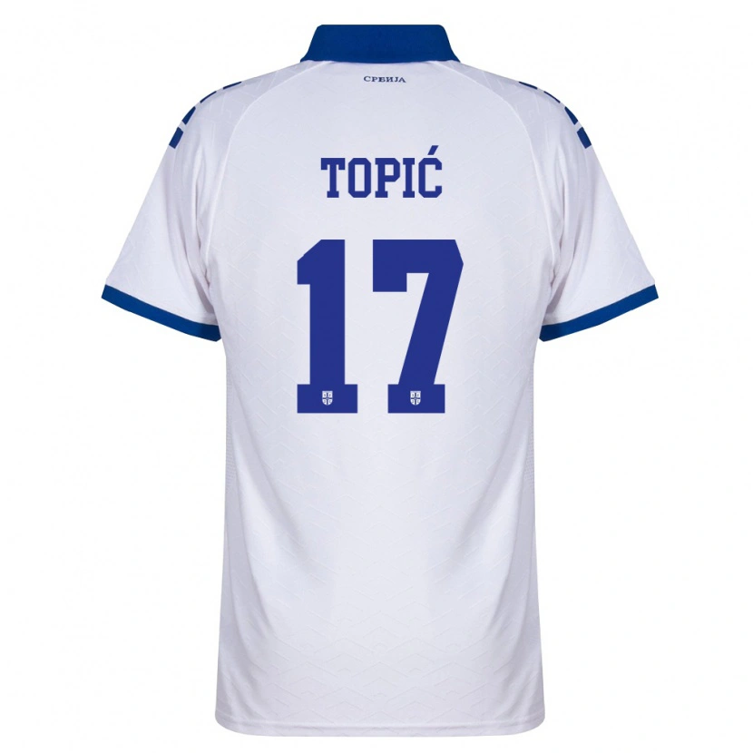 Danxen Kvinnor Serbien Mirko Topić #17 Marin Vit Röd Bortatröja Matchtröjor 26-28 Tröjor T-Tröja