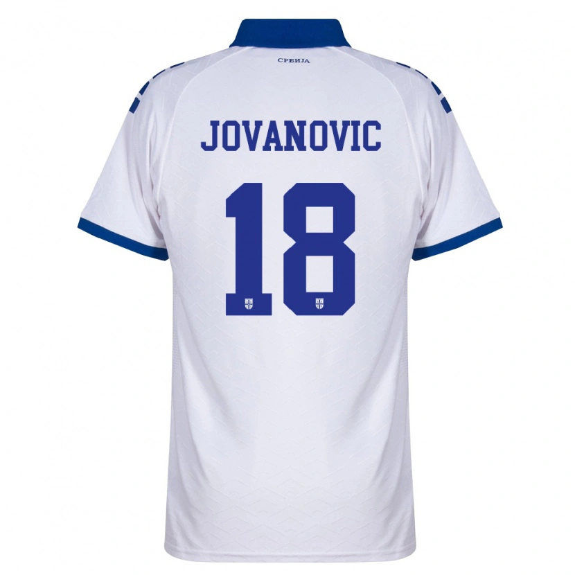 Danxen Kvinnor Serbien Dusan Jovanovic #18 Marin Vit Röd Bortatröja Matchtröjor 26-28 Tröjor T-Tröja