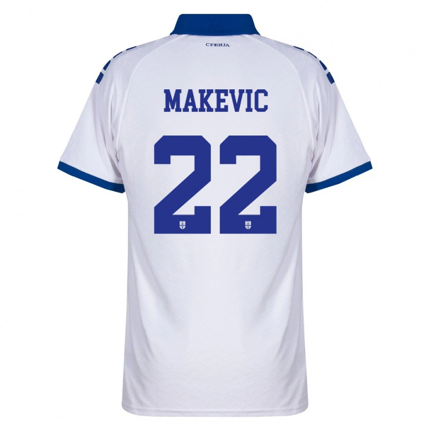 Danxen Kvinnor Serbien Dusan Makevic #22 Marin Vit Röd Bortatröja Matchtröjor 26-28 Tröjor T-Tröja