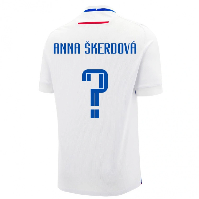 Danxen Kvinnor Slovakien Sofia Anna Škerdová #0 Vit Blå Bortatröja Matchtröjor 26-28 Tröjor T-Tröja