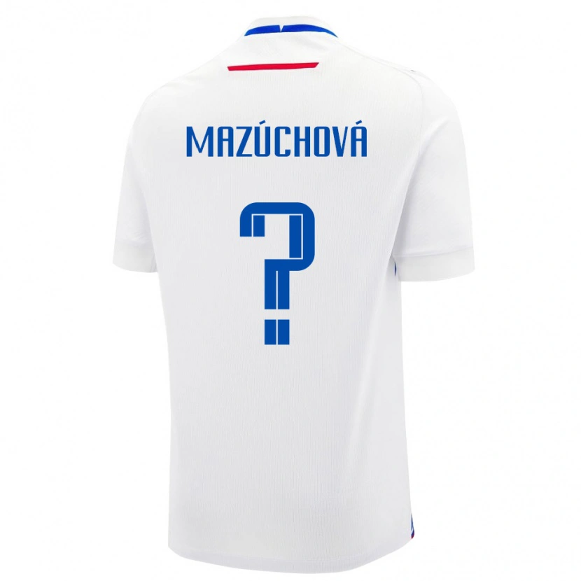 Danxen Kvinnor Slovakien Lenka Mazúchová #0 Vit Blå Bortatröja Matchtröjor 26-28 Tröjor T-Tröja