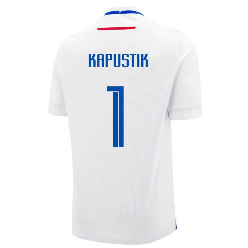Danxen Kvinnor Slovakien Simon Kapustik #1 Vit Blå Bortatröja Matchtröjor 26-28 Tröjor T-Tröja