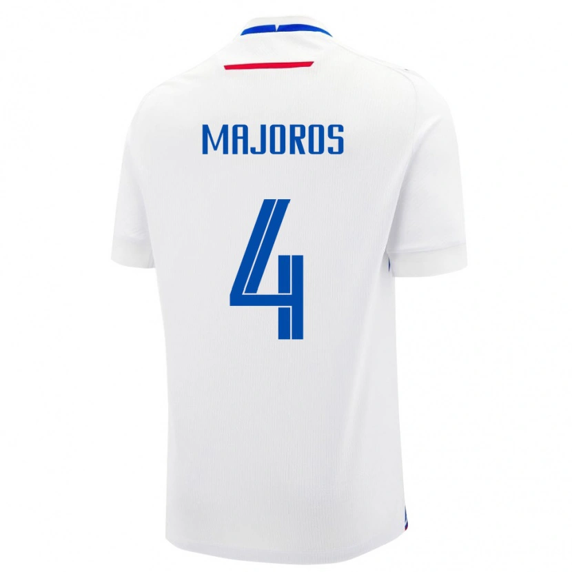 Danxen Kvinnor Slovakien Daniel Majoros #4 Vit Blå Bortatröja Matchtröjor 26-28 Tröjor T-Tröja