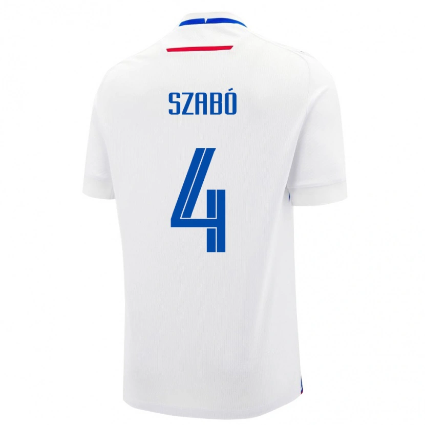 Danxen Kvinnor Slovakien Bence Szabó #4 Vit Blå Bortatröja Matchtröjor 26-28 Tröjor T-Tröja