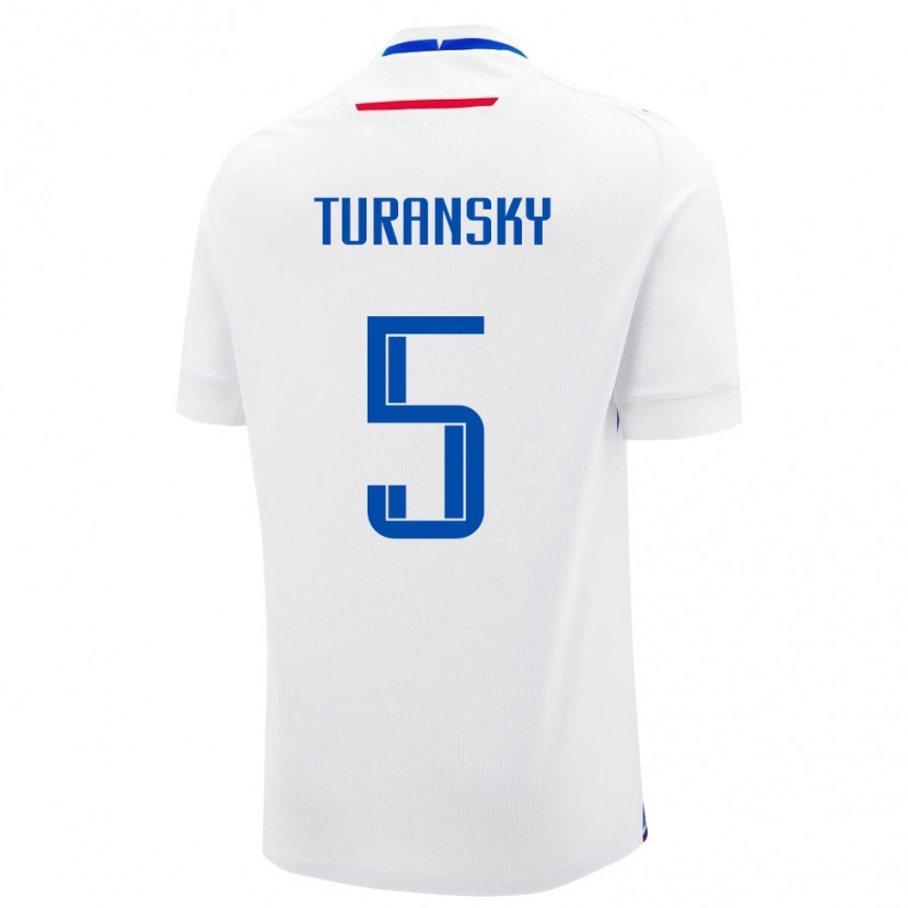 Danxen Kvinnor Slovakien Martin Turansky #5 Vit Blå Bortatröja Matchtröjor 26-28 Tröjor T-Tröja
