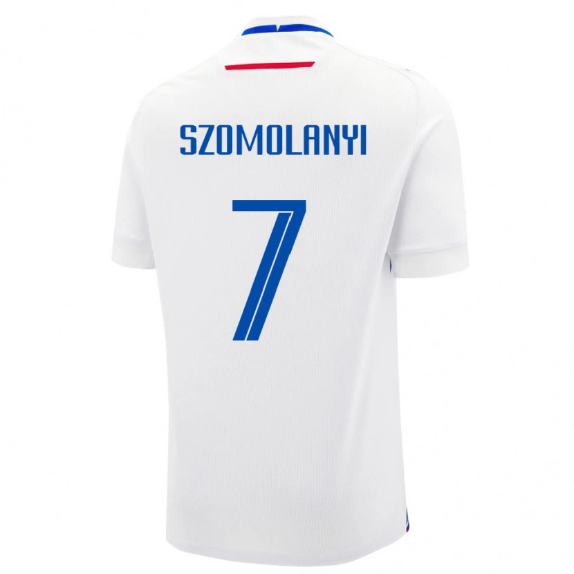 Danxen Kvinnor Slovakien Lucas Szomolanyi #7 Vit Blå Bortatröja Matchtröjor 26-28 Tröjor T-Tröja