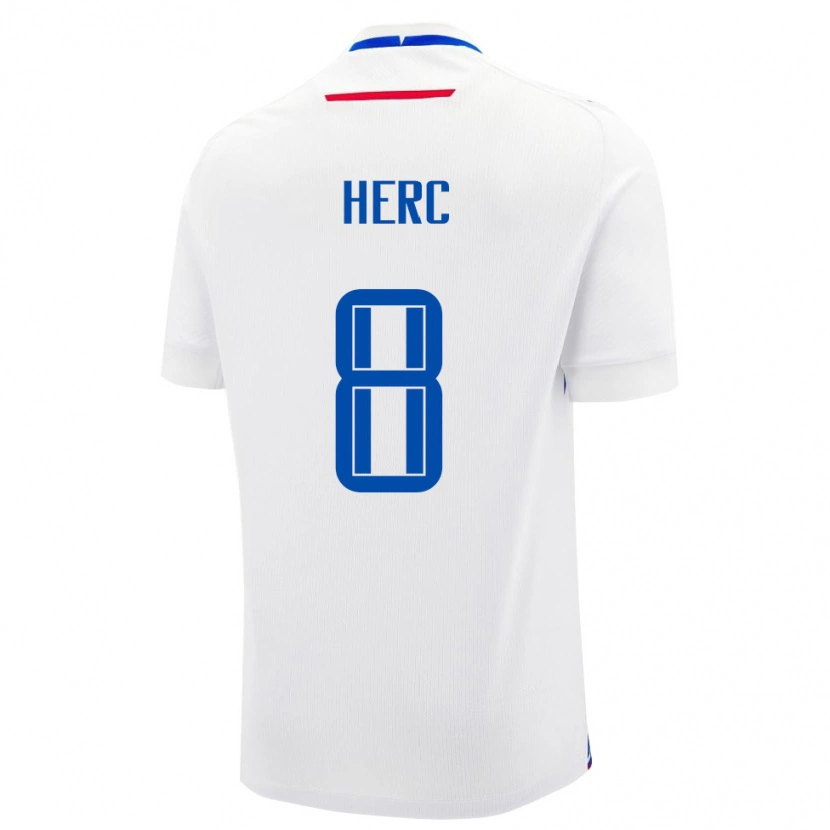 Danxen Kvinnor Slovakien Christián Herc #8 Vit Blå Bortatröja Matchtröjor 26-28 Tröjor T-Tröja