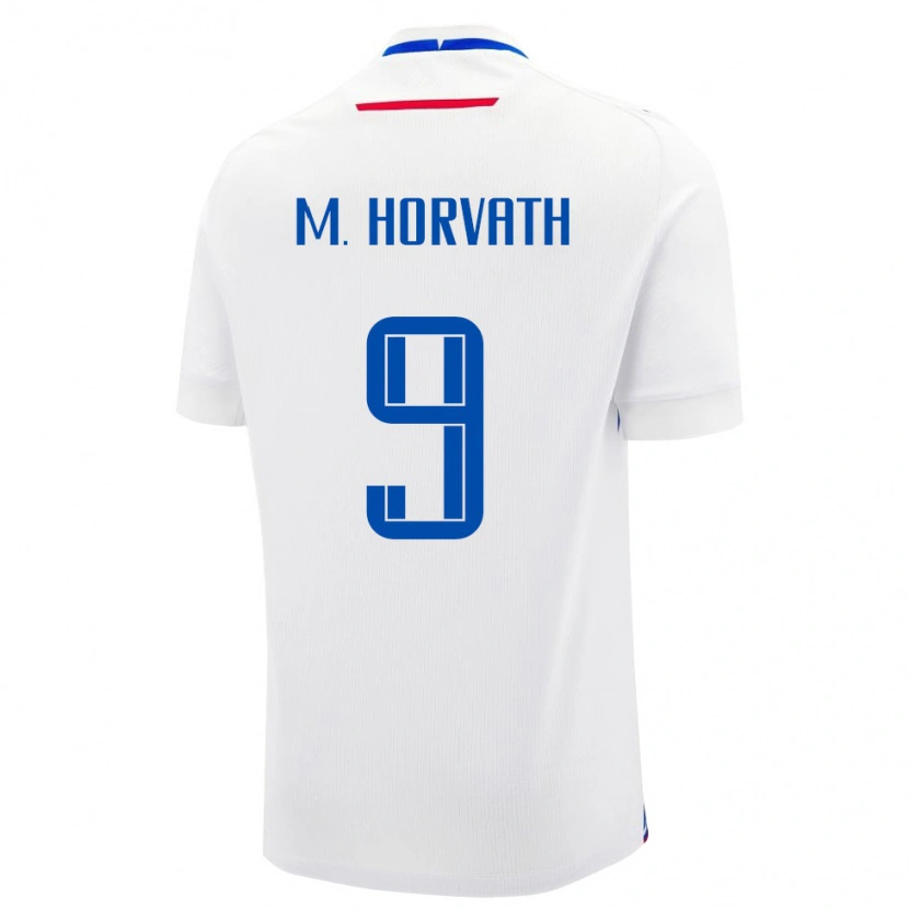 Danxen Kvinnor Slovakien Mark Alexander Horvath #9 Vit Blå Bortatröja Matchtröjor 26-28 Tröjor T-Tröja