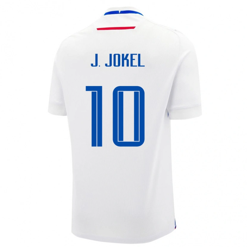 Danxen Kvinnor Slovakien Jakub Jordan Jokel #10 Vit Blå Bortatröja Matchtröjor 26-28 Tröjor T-Tröja